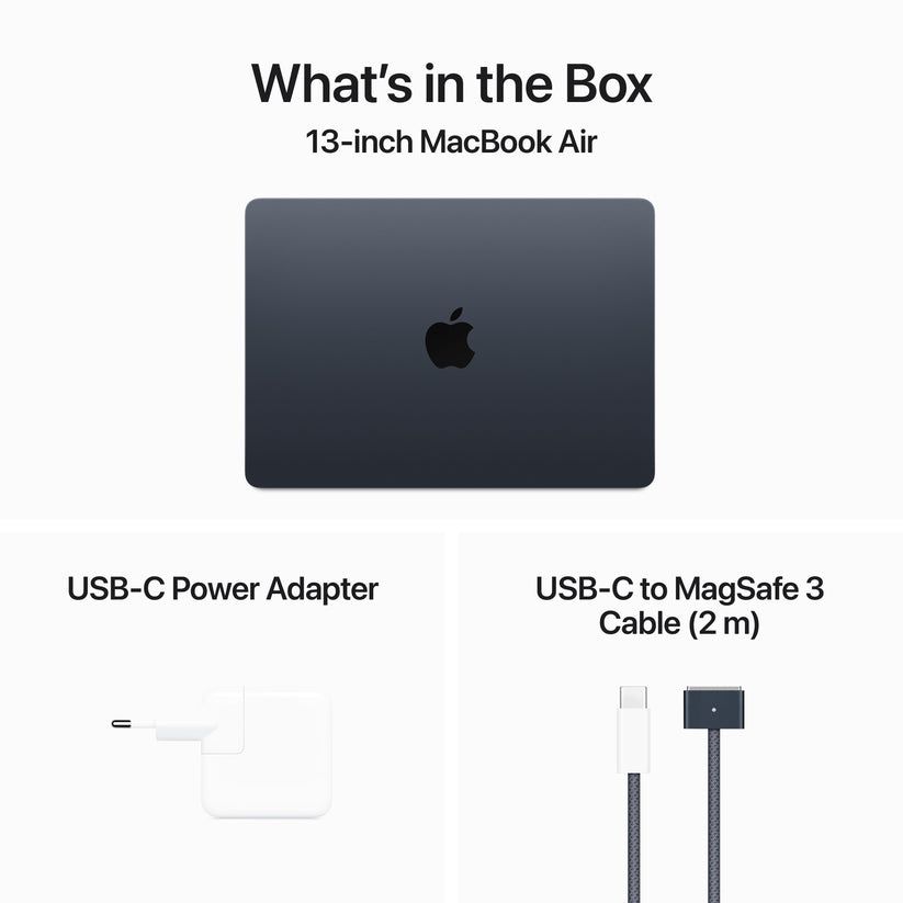 Apple Macbook Air 13 inch Apple M3 with 8-core CPU and 8-core GPU RAM 16GB 256GB - Midnight (ENG)