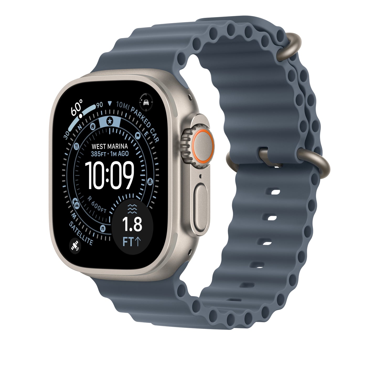 49mm Anchor Blue Ocean Band - Natural Titanium Finish