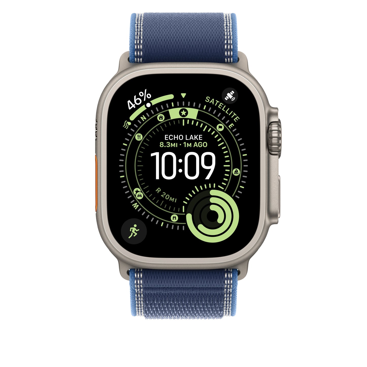 49mm Blue/Bright Blue Trail Loop – M/L - Natural Titanium Finish