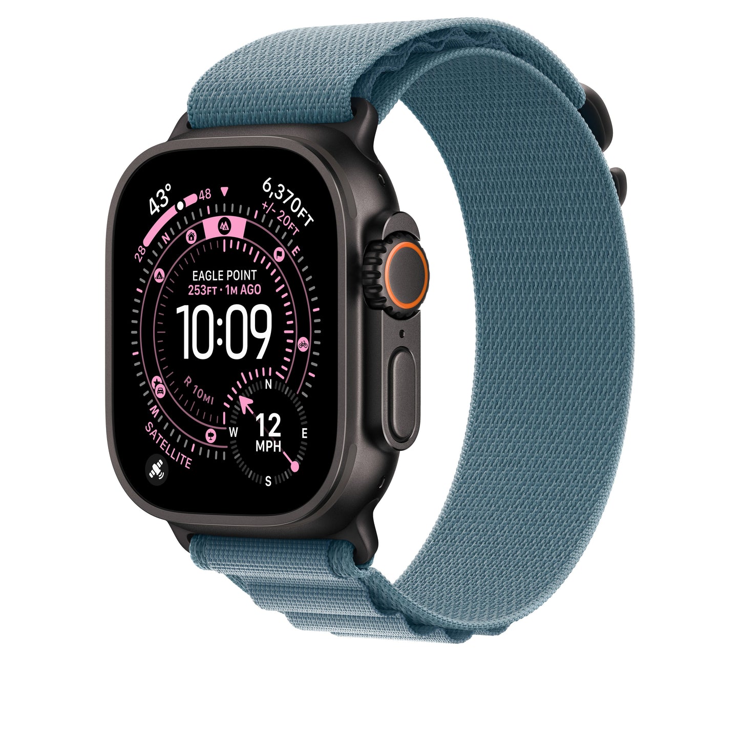 49mm Light Blue Alpine Loop - Medium - Black Titanium Finish