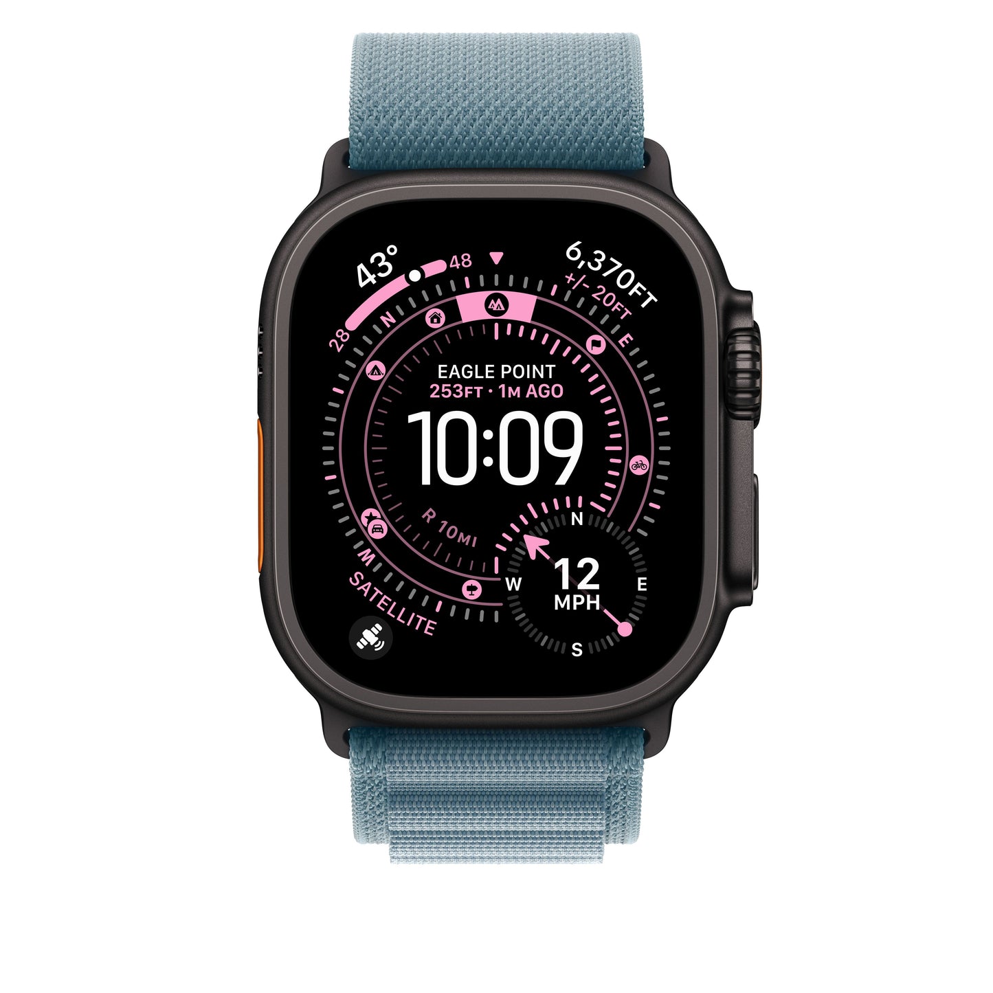 49mm Light Blue Alpine Loop - Medium - Black Titanium Finish