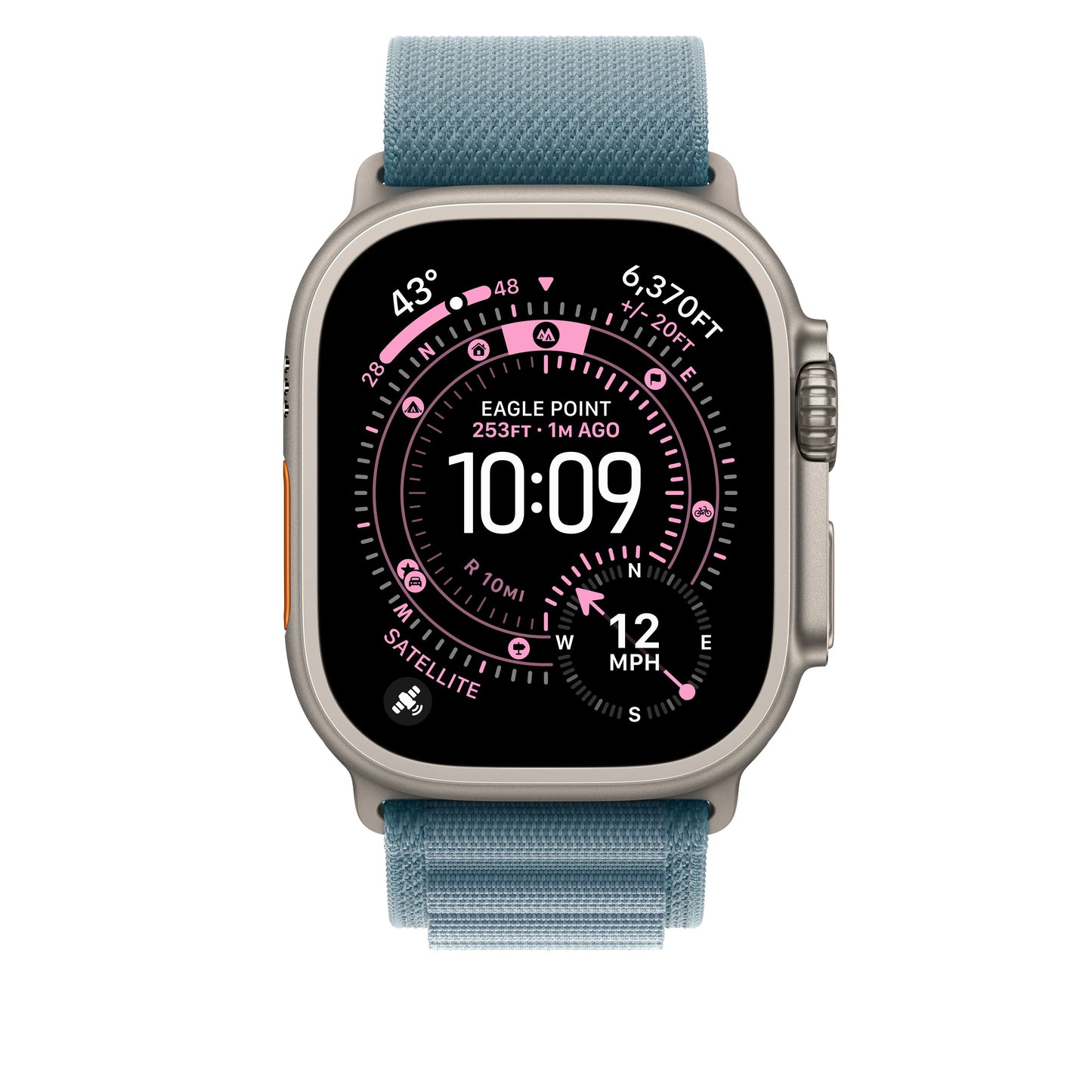 49mm Light Blue Alpine Loop - Medium - Natural Titanium Finish