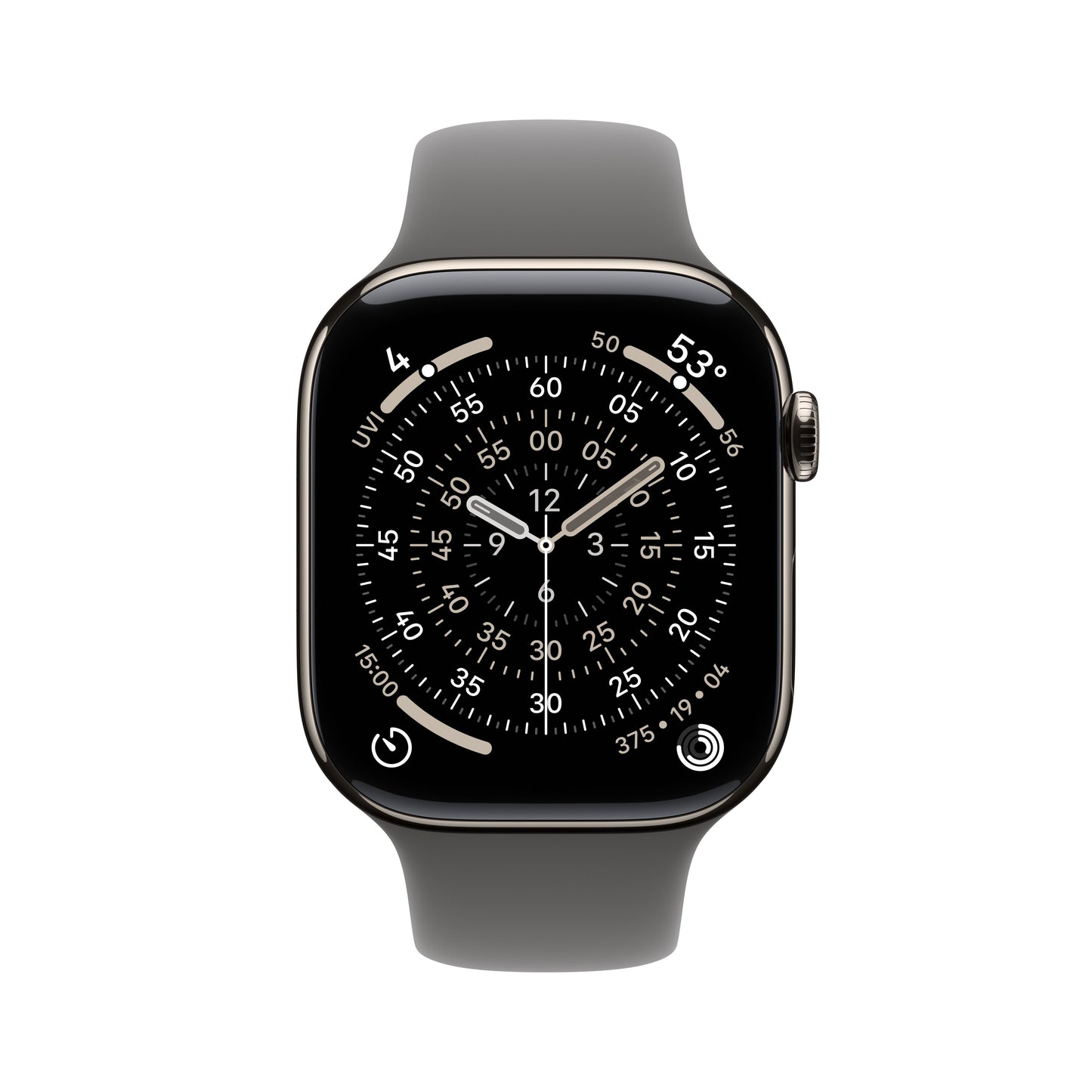Apple Watch Series 11 GPS + Cellular 46mm Natural Titanium Case with Stone Grey Sport Band - S/M