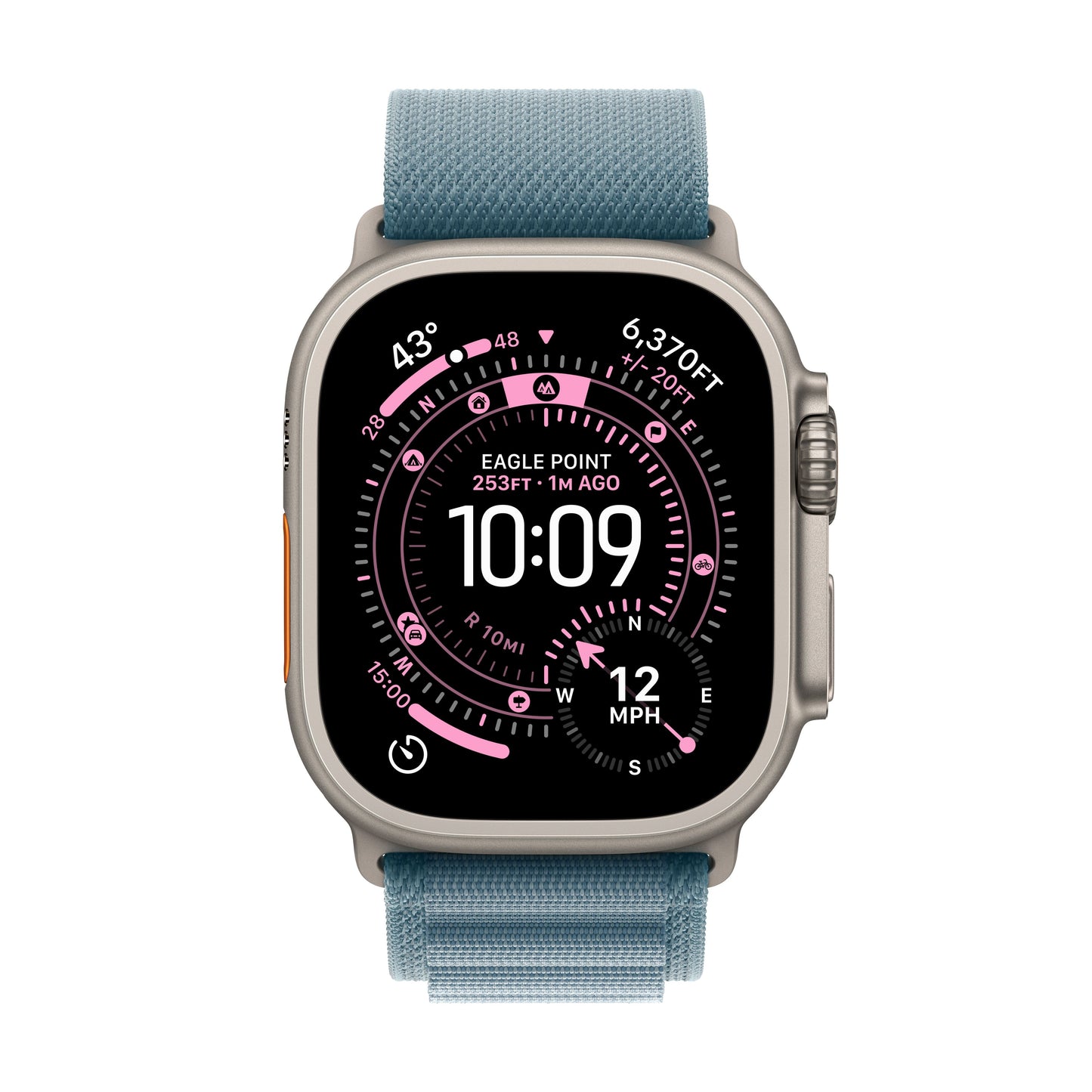 Apple Watch Ultra 3 GPS + Cellular 49mm Natural Titanium Case with Light Blue Alpine Loop - Medium