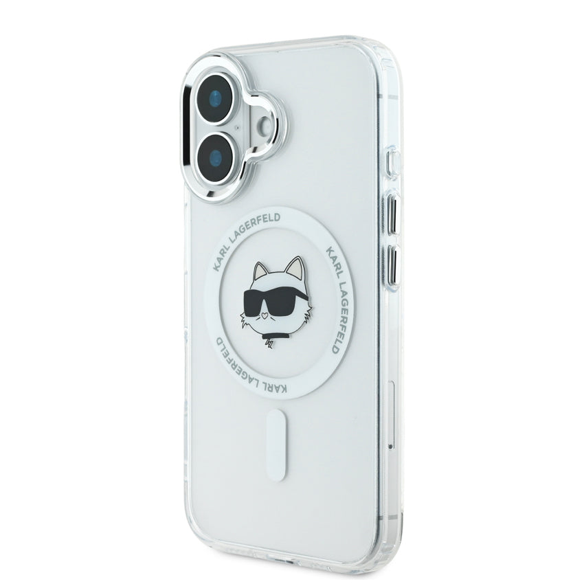 iPhone 16 Case Karl Choupette Head MagSafe - White