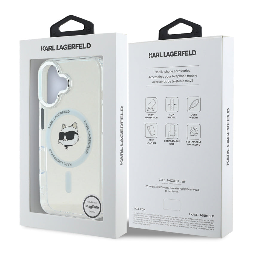 iPhone 16 Case Karl Choupette Head MagSafe - White