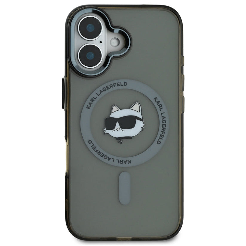 เคสไอโฟน Choupette Head รองรับ MagSafe สำหรับ iPhone 16 Plus สี Black จากแบรนด์ KARL LAGERFELD