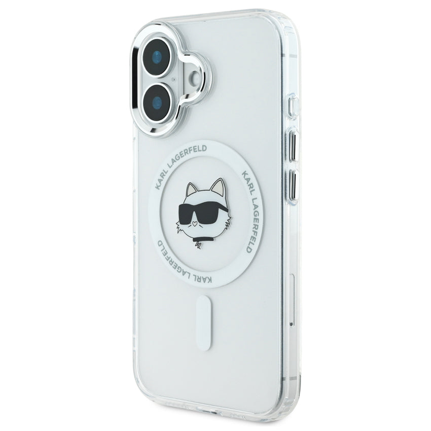 iPhone 16 Plus Case Karl Choupette Head MagSafe - White