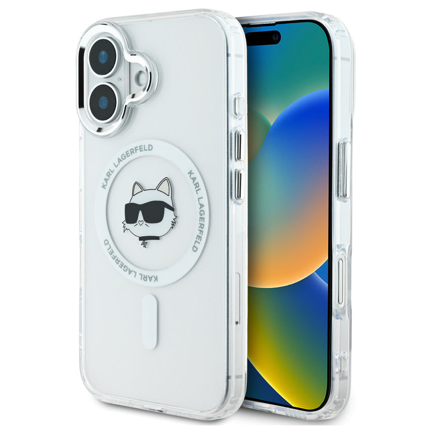 iPhone 16 Plus Case Karl Choupette Head MagSafe - White