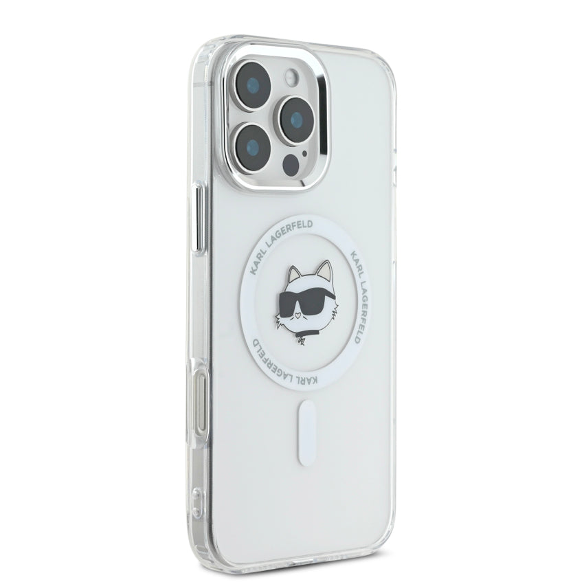 iPhone 16 Pro Case Karl Choupette Head MagSafe - White