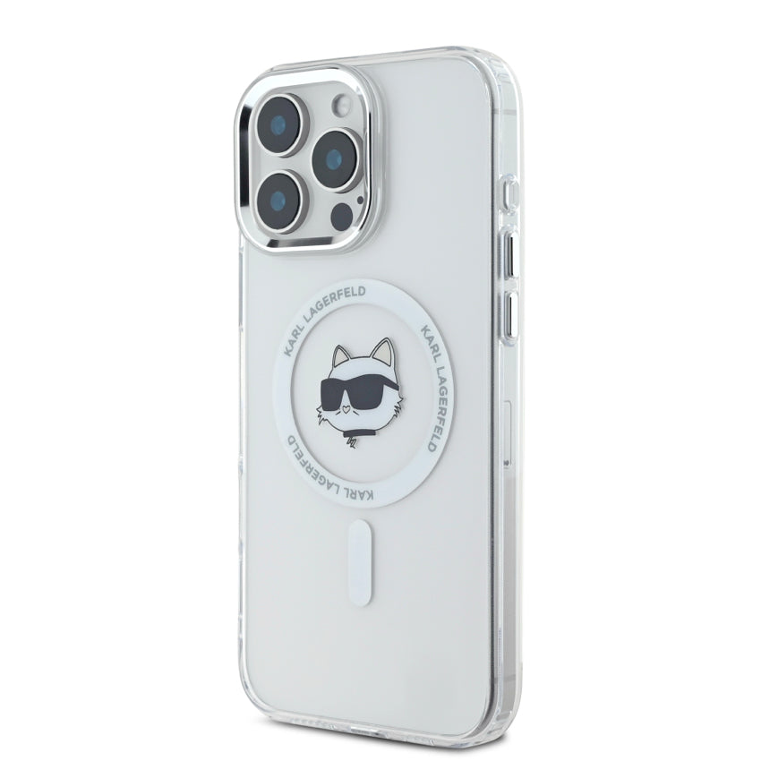 iPhone 16 Pro Case Karl Choupette Head MagSafe - White