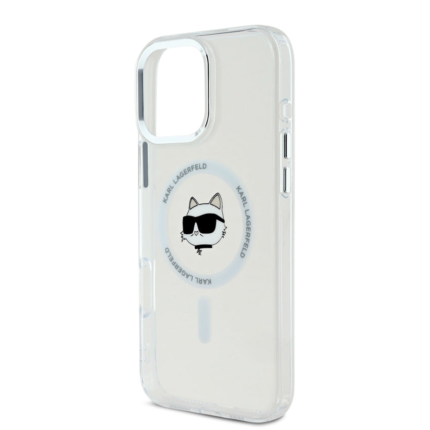iPhone 16 Pro Case Karl Choupette Head MagSafe - White