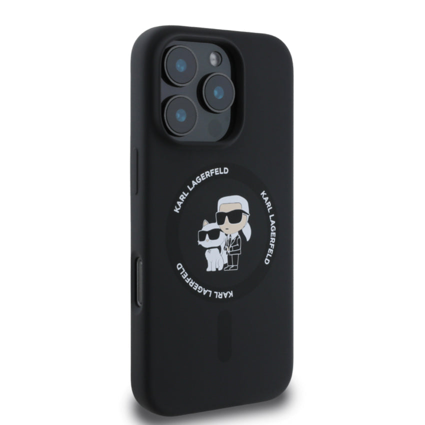iPhone 16 Pro Case Karl Lagerfeld Choupette Head MagSafe Liquid Glitter - Black