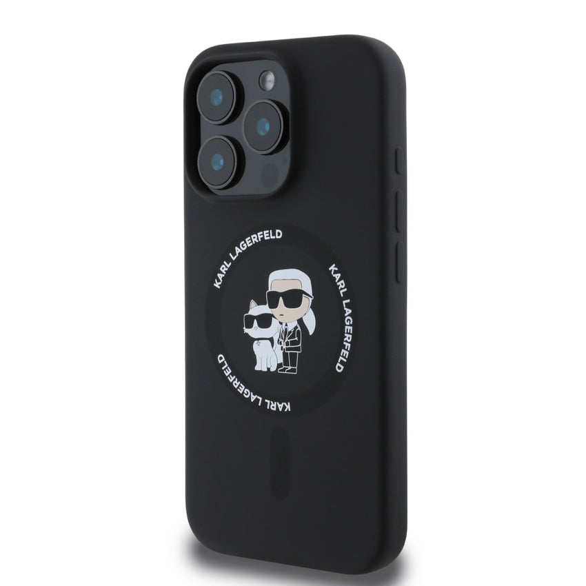 iPhone 16 Pro Case Karl Lagerfeld Choupette Head MagSafe Liquid Glitter - Black