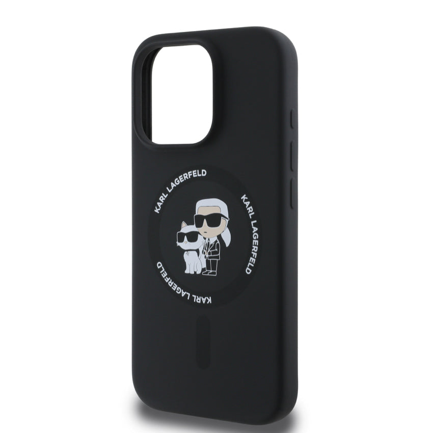 iPhone 16 Pro Case Karl Lagerfeld Choupette Head MagSafe Liquid Glitter - Black