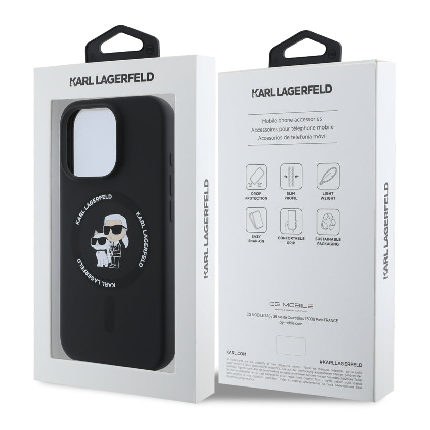 iPhone 16 Pro Case Karl Lagerfeld Choupette Head MagSafe Liquid Glitter - Black