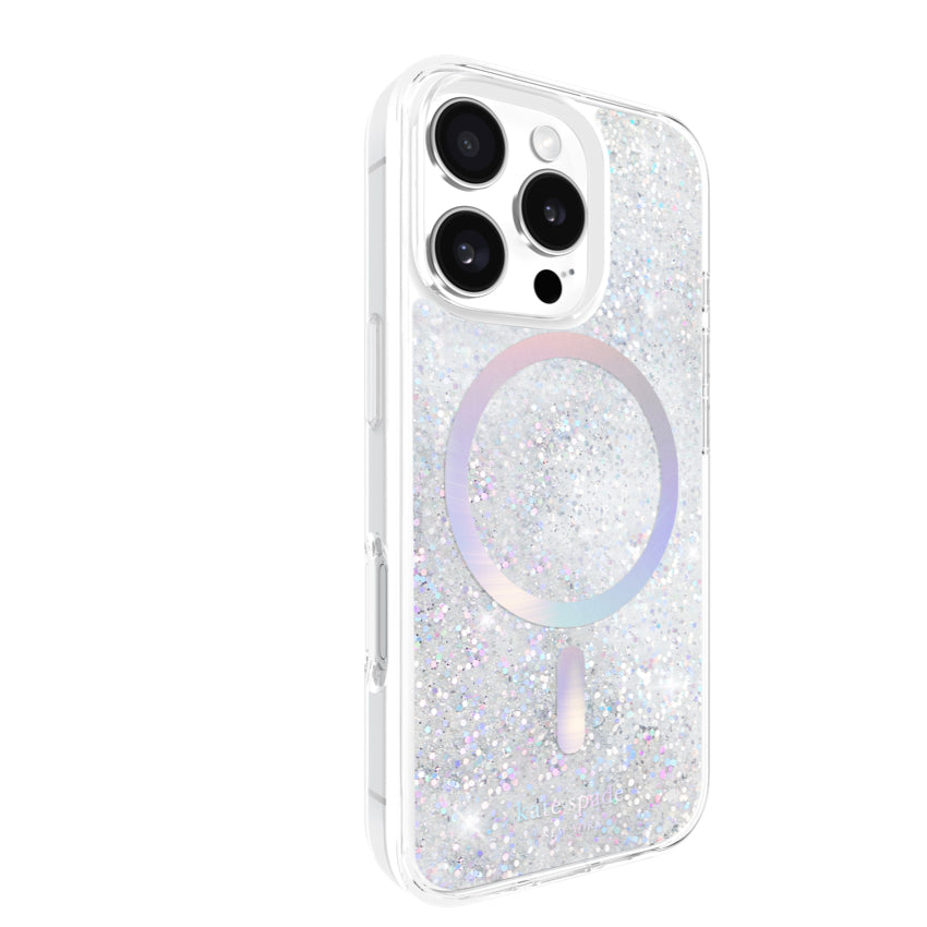 iPhone 16 Pro Case Kate Spade Liquid Glitter MagSafe - Opal Iridescent