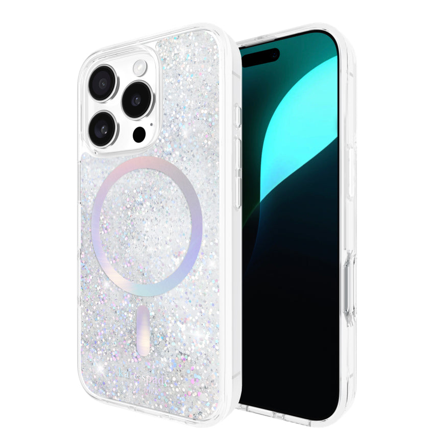 iPhone 16 Pro Case Kate Spade Liquid Glitter MagSafe - Opal Iridescent