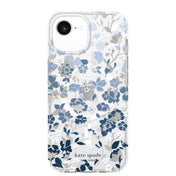 KATE SPADE Protective Case Mag for iPhone SE(2025)/15/14/13 - Flowerbed Blue w/ Gems