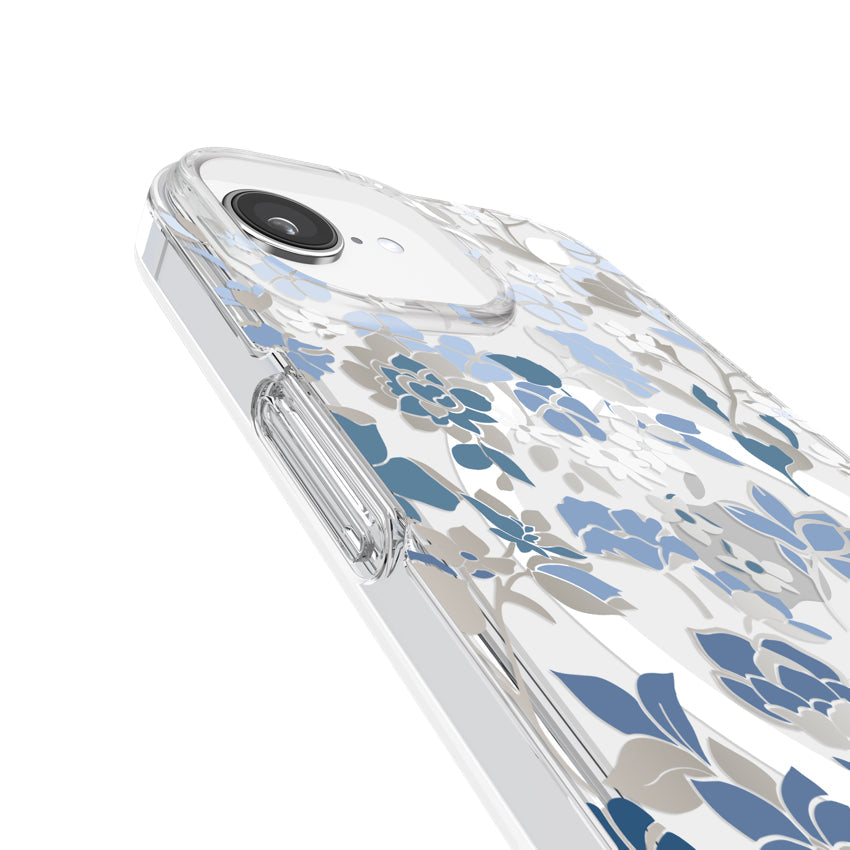 KATE SPADE Protective Case Mag for iPhone SE(2025)/15/14/13 - Flowerbed Blue w/ Gems