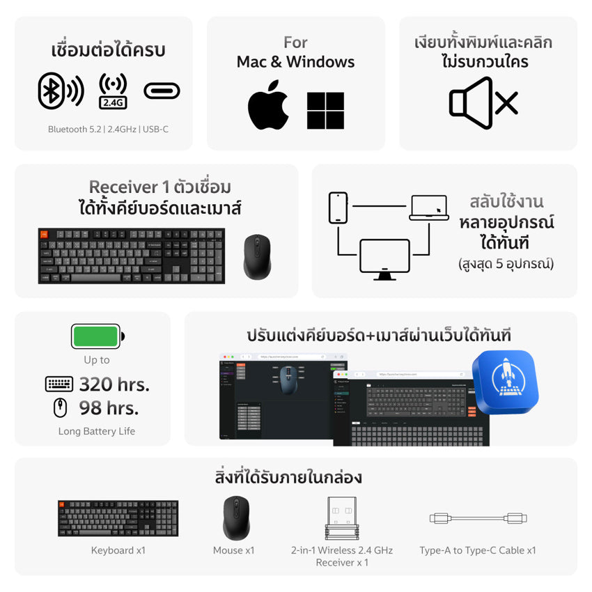Keychron B36 Keyboard and Mouse Combo Full - Classic Black