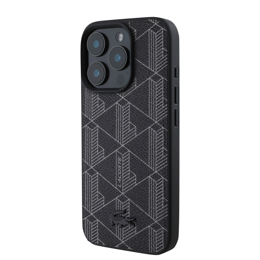 iPhone 16 Pro Case Lacoste MagSafe Hard Case PVC Monogram - Black
