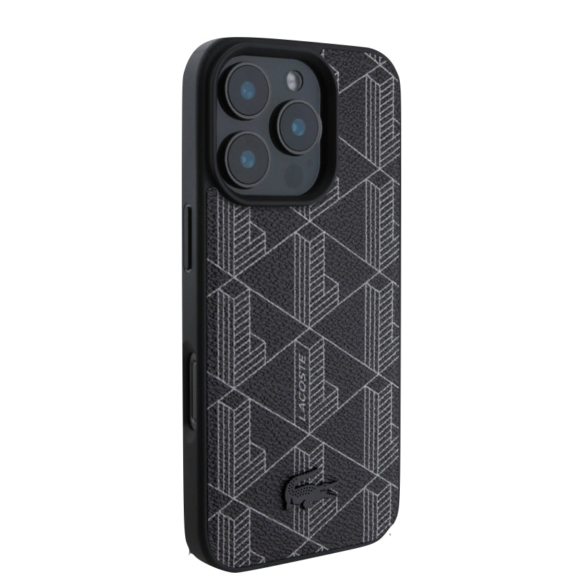 iPhone 16 Pro Case Lacoste MagSafe Hard Case PVC Monogram - Black