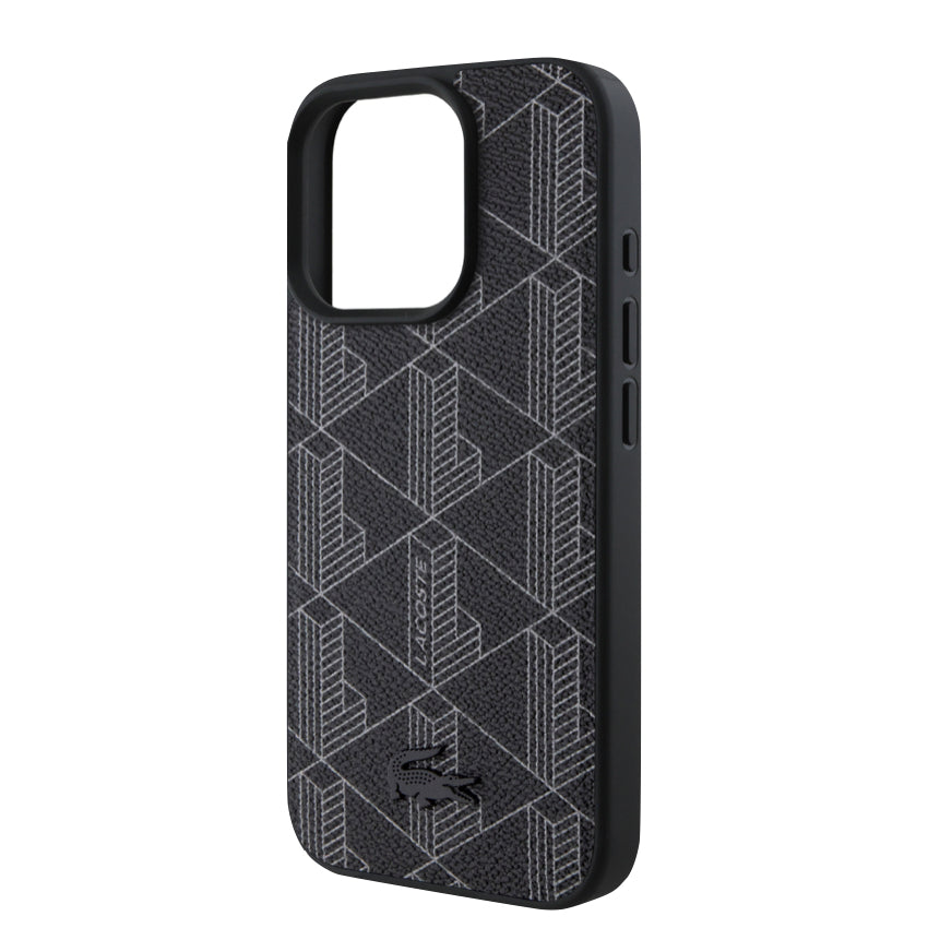 iPhone 16 Pro Case Lacoste MagSafe Hard Case PVC Monogram - Black