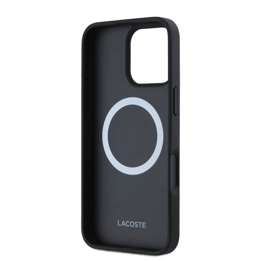iPhone 16 Pro Case Lacoste MagSafe Hard Case PVC Monogram - Black