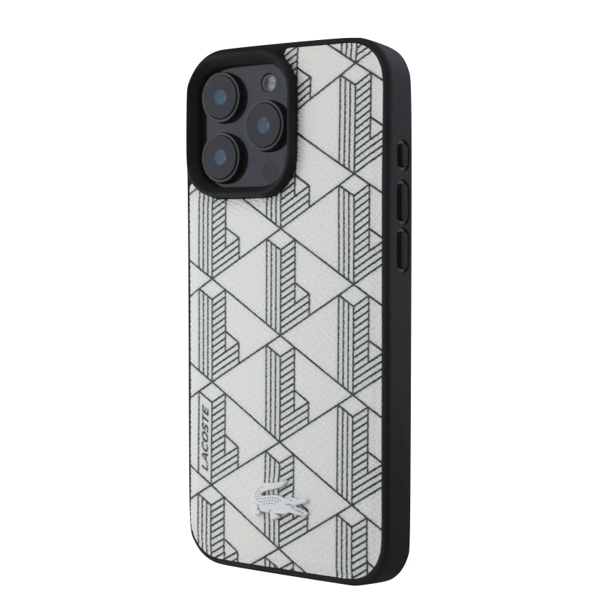 iPhone 16 Pro Case Lacoste MagSafe Hard Case PVC Monogram - Farine