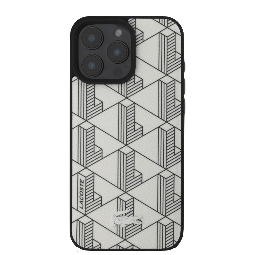 iPhone 16 Pro Case Lacoste MagSafe Hard Case PVC Monogram - Farine