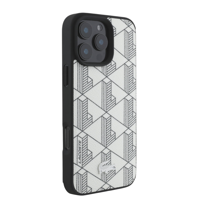 iPhone 16 Pro Case Lacoste MagSafe Hard Case PVC Monogram - Farine
