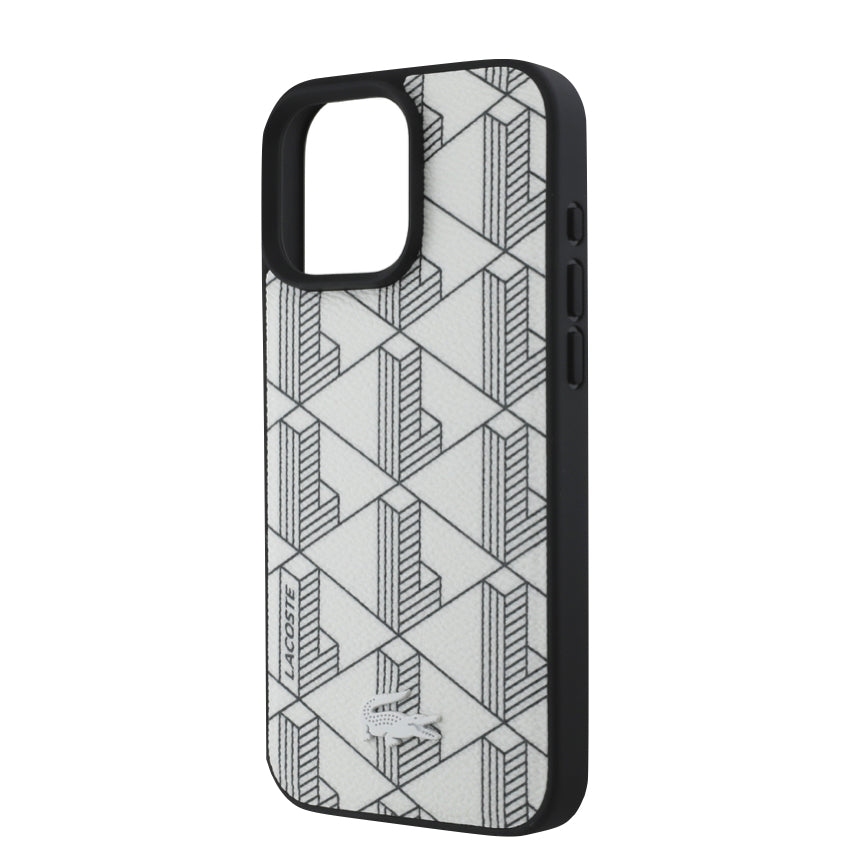 iPhone 16 Pro Case Lacoste MagSafe Hard Case PVC Monogram - Farine