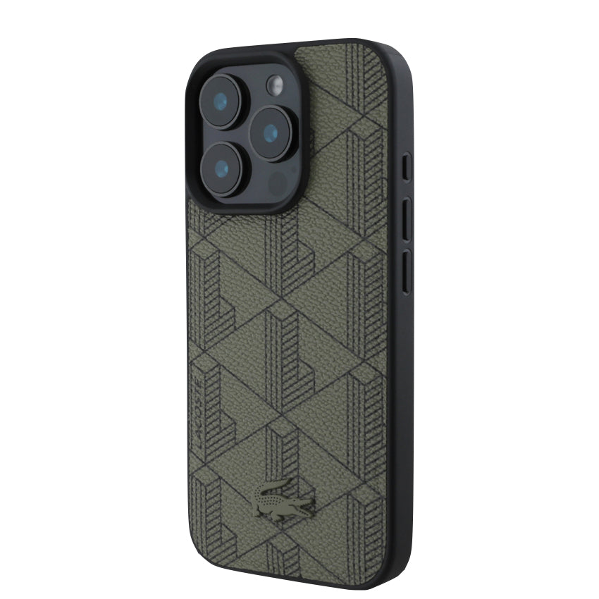 iPhone 16 Pro Case Lacoste MagSafe Hard Case PVC Monogram - Khaki