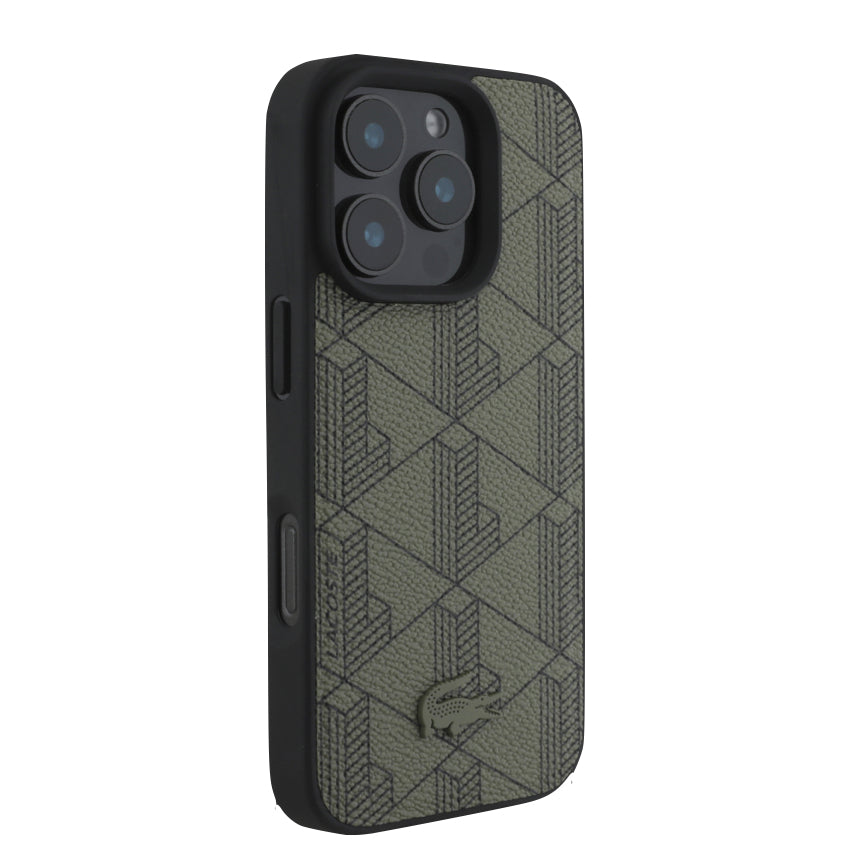 iPhone 16 Pro Case Lacoste MagSafe Hard Case PVC Monogram - Khaki