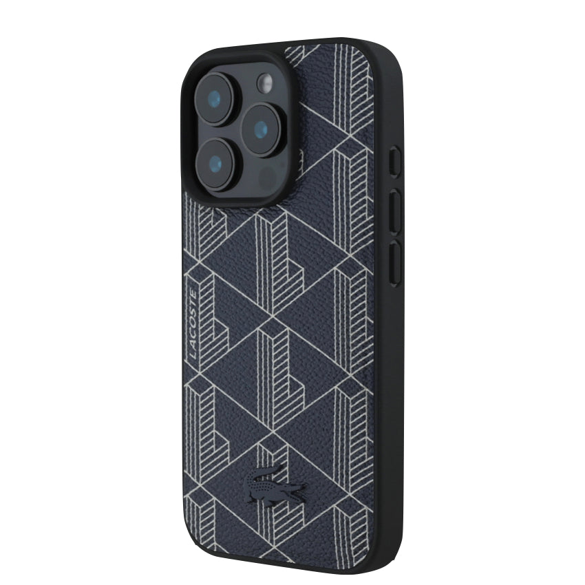 iPhone 16 Pro Case Lacoste MagSafe Hard Case PVC Monogram - Navy