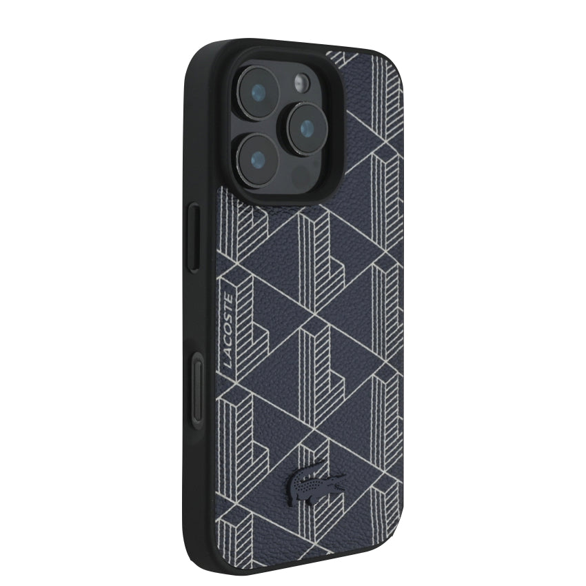 iPhone 16 Pro Case Lacoste MagSafe Hard Case PVC Monogram - Navy