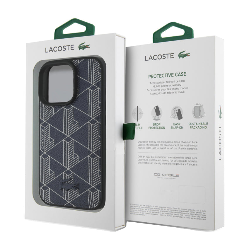 iPhone 16 Pro Case Lacoste MagSafe Hard Case PVC Monogram - Navy