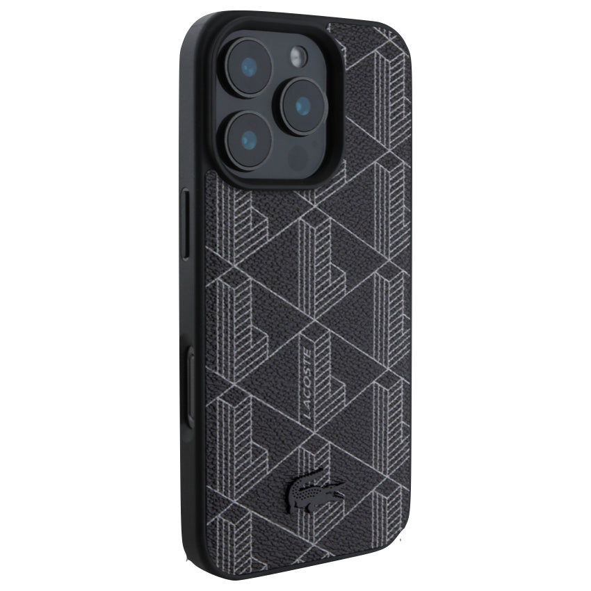 iPhone 16 Pro Max Case Lacoste MagSafe Hard Case PVC Monogram - Black