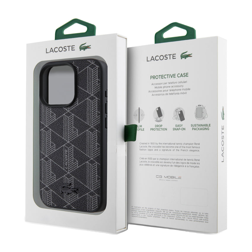 iPhone 16 Pro Max Case Lacoste MagSafe Hard Case PVC Monogram - Black