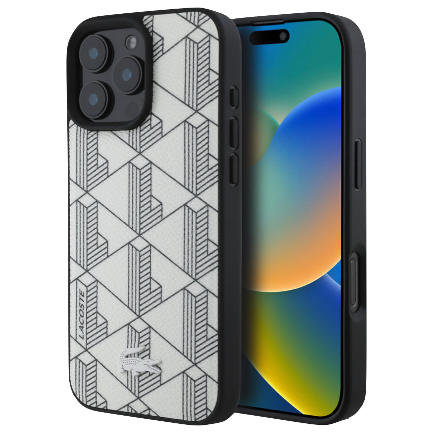 iPhone 16 Pro Max Case Lacoste MagSafe Hard Case PVC Monogram - Farine