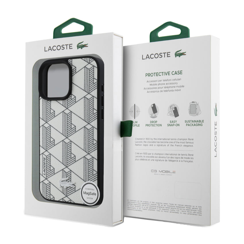 iPhone 16 Pro Max Case Lacoste MagSafe Hard Case PVC Monogram - Farine