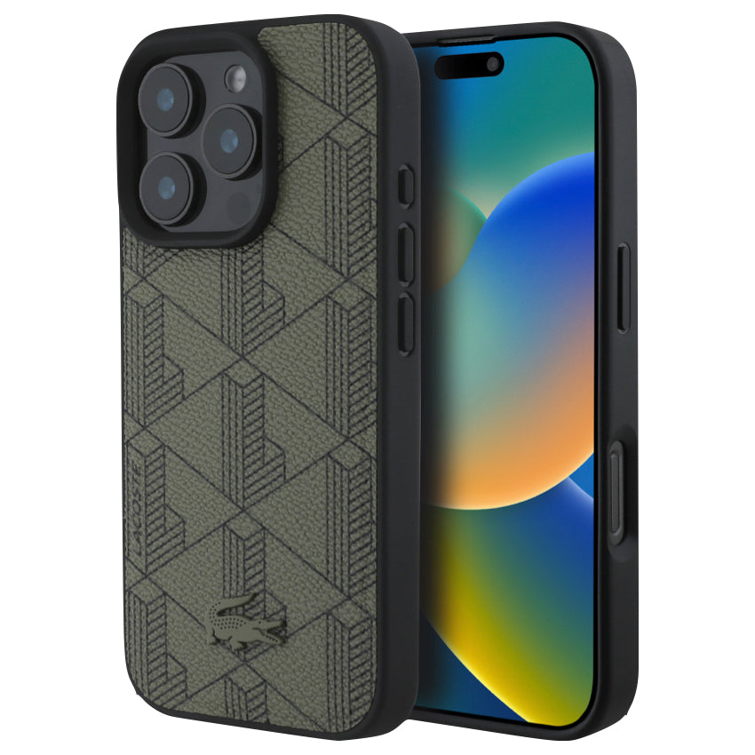 iPhone 16 Pro Max Case Lacoste MagSafe Hard Case PVC Monogram - Khaki