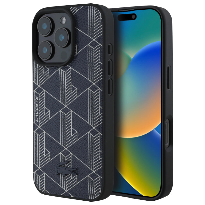 iPhone 16 Pro Max Case Lacoste MagSafe Hard Case PVC Monogram - Navy