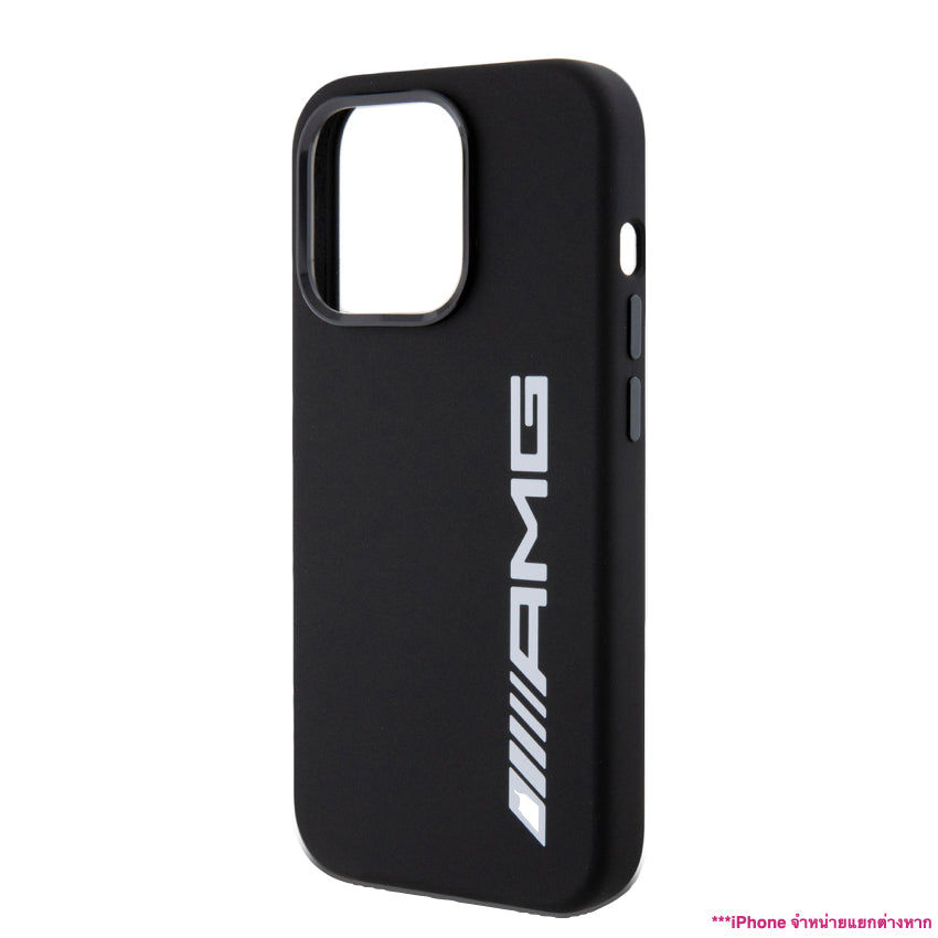 Mercedes Benz-Amg Mag Liquid Silicone White Logo for iPhone 15 Pro - Black