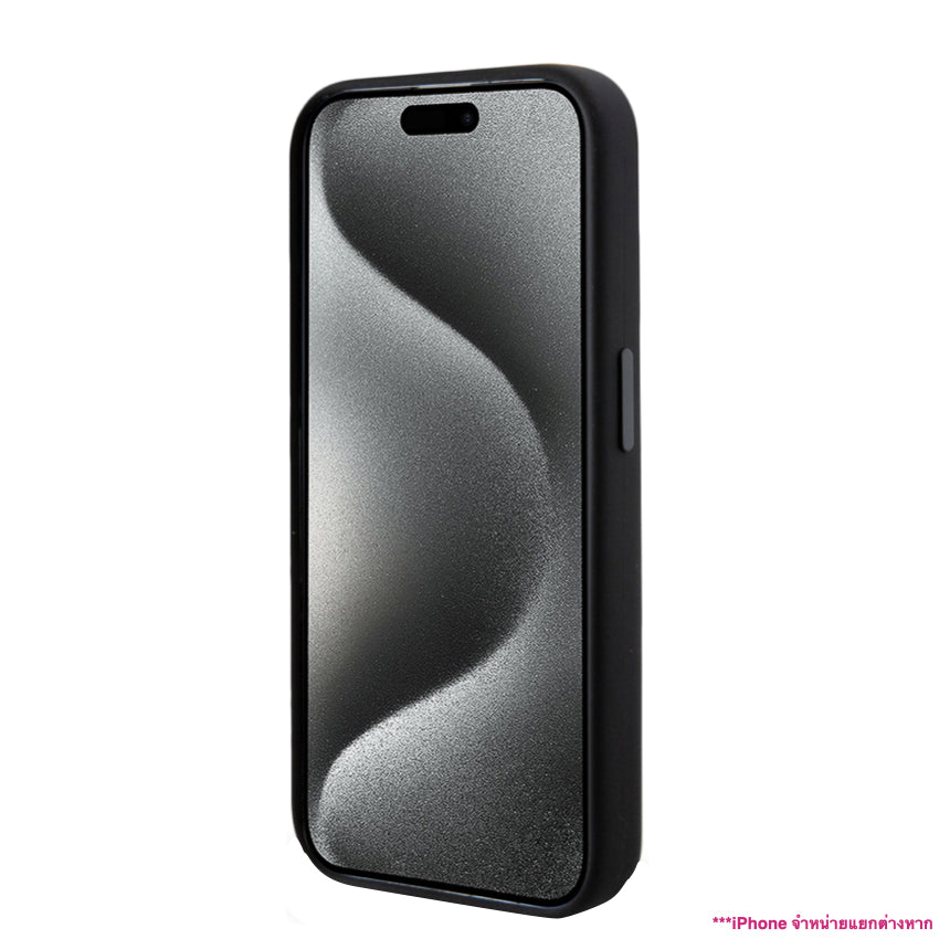 Mercedes Benz-Amg Mag Liquid Silicone Two Tones Red Line for iPhone 15 Pro - Black