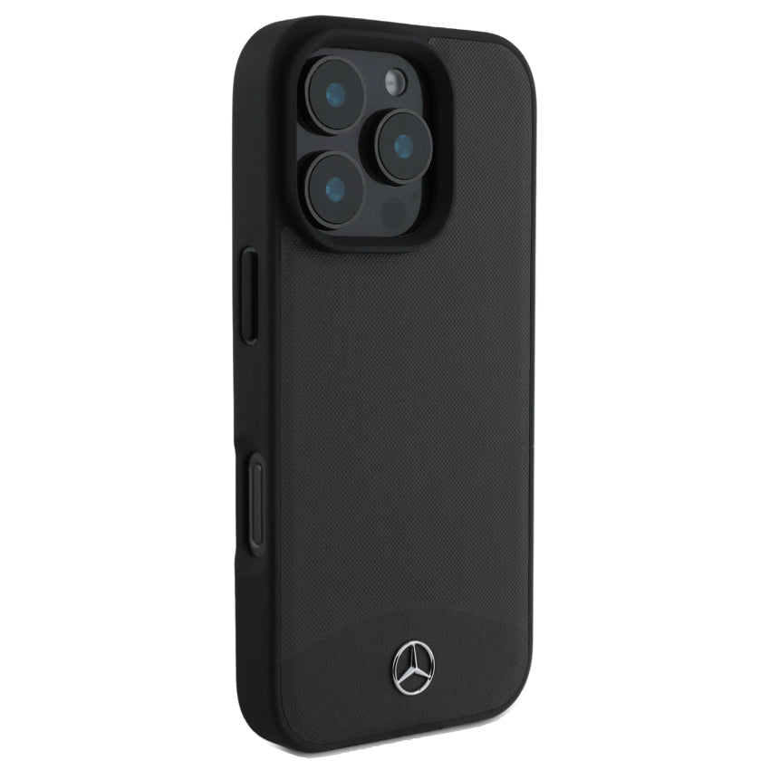 iPhone 16 Pro Max Case Mercedes Benz Textured and Plain Leather MagSafe - Black