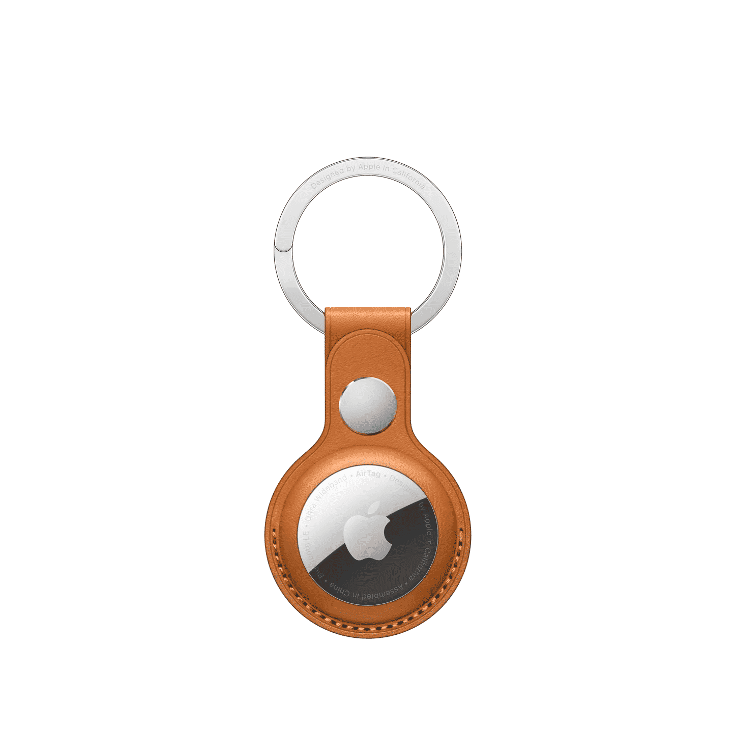 AirTag Leather Key Ring - Golden Brown