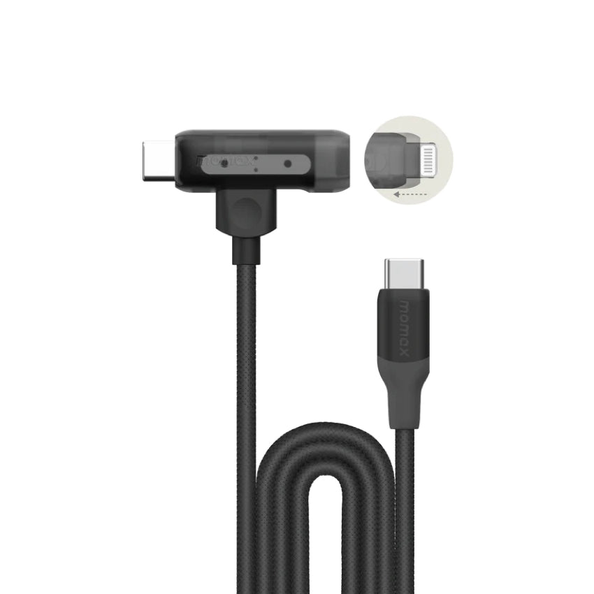 MOMAX 1-Link Flow Duo 2-in-1 USB-C to USB-C + Lightning (1.5m) Charging + Data Cable  (Braided - TPE + Nylon)