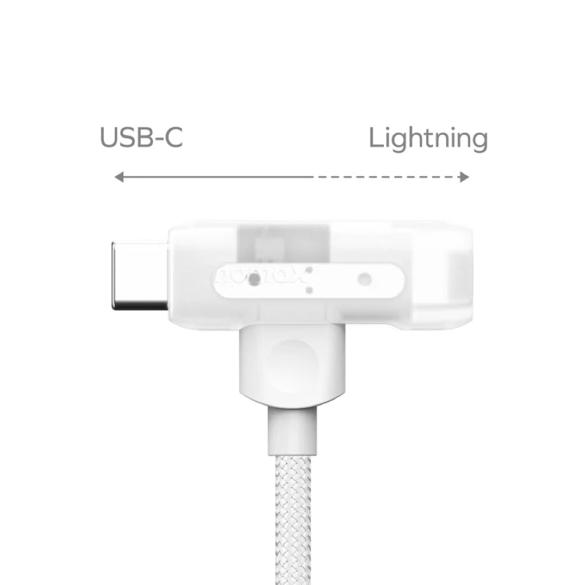 Momax 1-Link Flow Duo 2-in-1 USB-C to USB-C + Lightning (1.5m) Charging + Data Cable  (Braided - TPE + Nylon) - White
